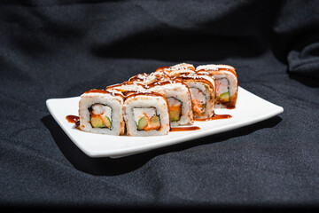 Rolls on black background