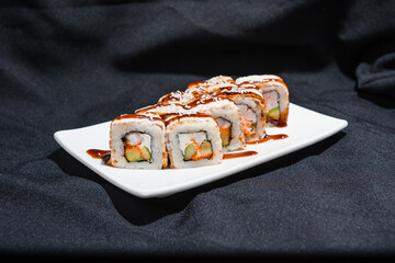 Rolls on black background