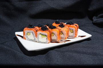 Rolls on black background