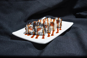 Rolls on black background