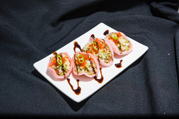 Snack on black background