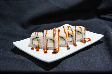 Rolls on black background