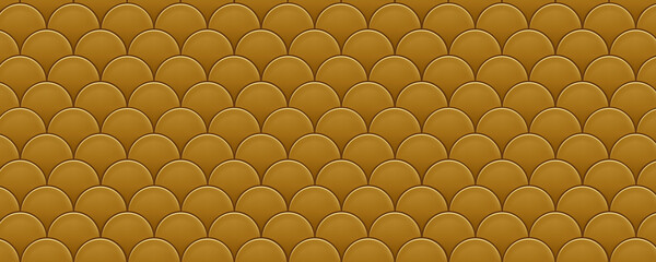 Gold fish scale tiles. Modern seamless pattern, gold colored fish scale tiles.  © alex83m
