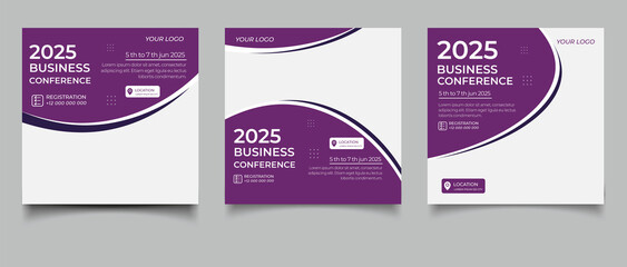 Business conference meeting social media post banner design template	
