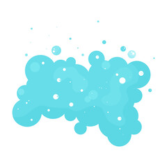Blue soap bubbles, suds and foam vector icon. Effervescent air isolated on white background. Abstract simple illustration
