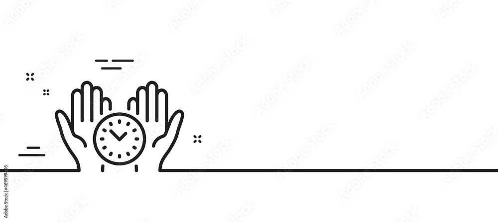 Poster safe time line icon. clock sign. office management symbol. minimal line illustration background. saf