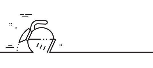 Coffee pot line icon. Hot drink sign. Tea glass mug symbol. Minimal line illustration background. Coffee pot line icon pattern banner. White web template concept. Vector