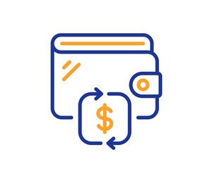 Fototapeta premium Wallet line icon. Transfer money purse sign. Cash budget symbol. Colorful thin line outline concept. Linear style wallet icon. Editable stroke. Vector