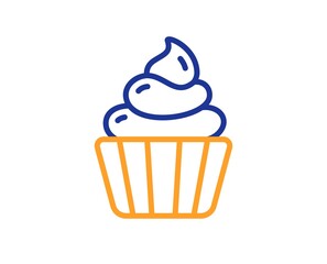 Cupcake line icon. Dessert food sign. Cake with cream symbol. Colorful thin line outline concept. Linear style cupcake icon. Editable stroke. Vector