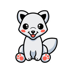 Cute little arctic fox cartoon sitting