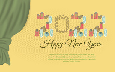 modern background New year 2022 text with isometric building