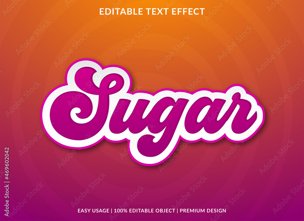 Poster sugar text effect with abstract and modern style use for business logo and brand
