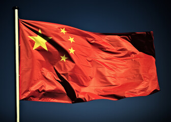 China Fahne Flagge chinesische Nationalflagge Chinafahne weht im Wind
