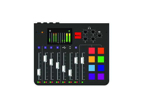 Audio Mixer for Live Streaming  and Studio Production.
Audio Mixer Panel.