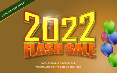 Editable text effect New year 2022 flash sale