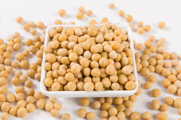 Soybean seeds isolated on white background 