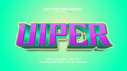 Viper cartoon comic game style editable text effect 3d template
