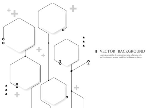 Geometric hexagon connnection concept.White vector background