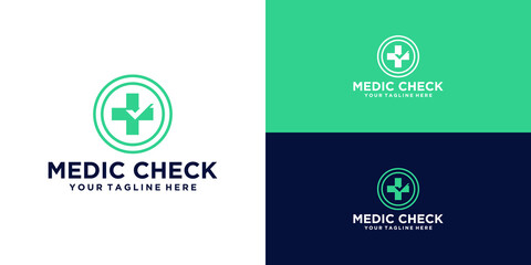 health cross logo design and check mark