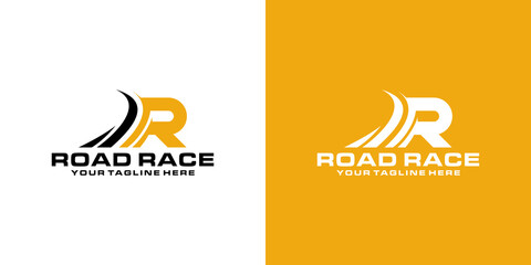 logo design letter R and road racing, logo racing, automotive and workshop