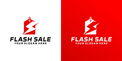 flash sale logo design, price tag and flash logo design