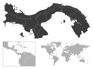 Panama - detailed country outline and location on world map.