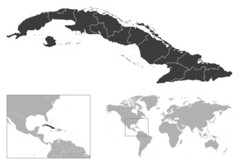 Cuba - detailed country outline and location on world map.
