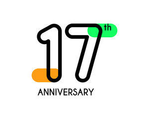 17th anniversary logo design with geometric shapes and colorful