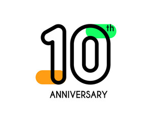 10th anniversary logo design with geometric shapes and colorful