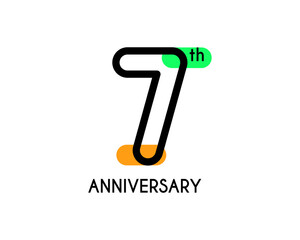 7th anniversary logo design with geometric shapes and colorful