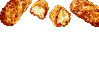 手描き水彩厚塗りのカニクリームフライ長方形フレーム・上