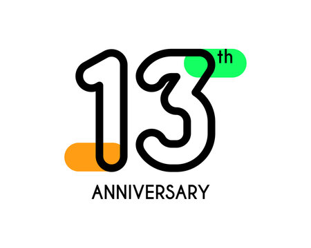 13th anniversary logo design with geometric shapes and colorful