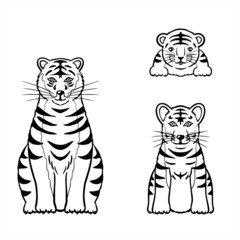 Love Tigers Line drawing