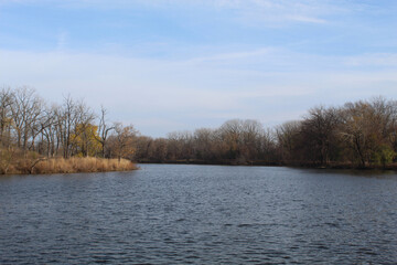 Skokie Lagoons in late autumn in Winnetka, Illinois