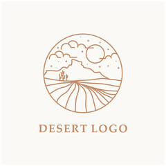 Fototapeta premium Desert land logo template. beautiful sand dunes logo in the Sahara desert.