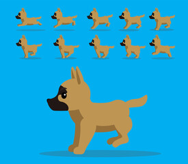 Animal Animation Sequence Dog German Shepherd Cartoon Vector Light Brown Coat