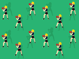 Boxing Poses Cartoon Moving In and Out Seamless Wallpaper Background