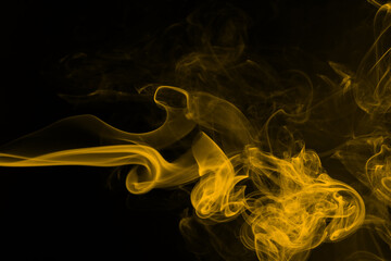 Yellow smoke abstract on black background, fire design