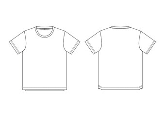 Naklejka premium MEN'S & WOMEN'S T-SHIRT FLAT SKETCH VECTOR TEMPLET