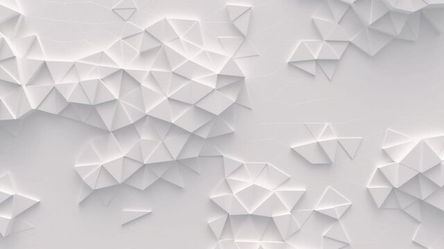 Abstract motion background from random moving triangles, seamless loop animation