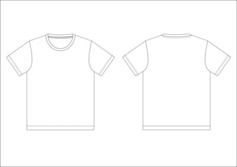 MEN'S & WOMEN'S T-SHIRT TEMPLATE FLAT SKETCH VECTOR 