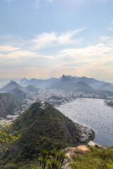 Rio de janeiro Brazil. 2021. Aerial view of the city, from the top of Sugarloaf Mountain, in the late afternoon after rain. 