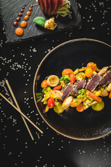 Perfect Sushi Japanese Asian Seafood Food Dish Menu Gourmet Restaurant Chef on Dark Background