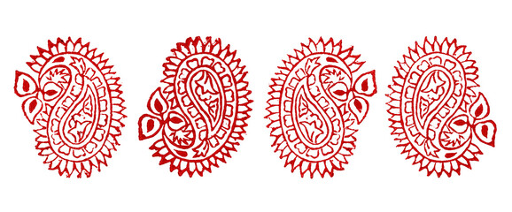 Original Indian Stamp Printing with Paisley motifs