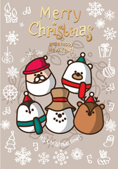 Happy christmas and new year cartoon festive christmas clipart elements collection