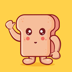 cute bread food mascot with smiling gesture isolated cartoon in flat style