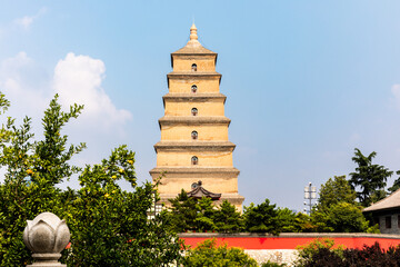 Histrotic Giant Wild Goose Pagoda in Xi'an, Shaanxi, China, built in Tang Dynasty. UNESCO World Heritage.