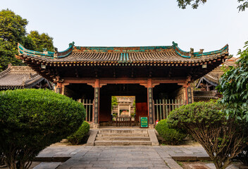 Traditional-style gate at Great Mosque in Chinese style at Muslim Quarter, Xi'an, Shaanxi, China, first build in 8th Century. Heirtage and tourist attraction.