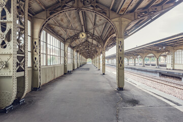 Naklejka na ściany i meble Empty old railway station. Saint Petersburg. Russia.
