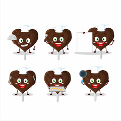 Cartoon character of love cookies chocolate candy with various chef emoticons